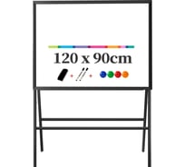 Магнитно-маркерная доска DELI 8784 белый/черный лак, 90x120 см, алюминиевая рама, на подставке 1887006