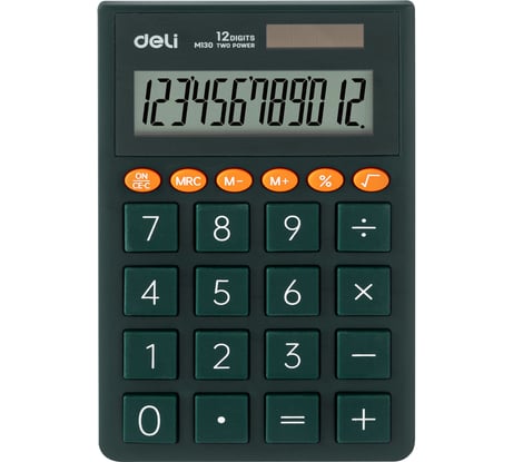 Карманный калькулятор DELI EM130GREEN зеленый, 12-разрядный 1901481