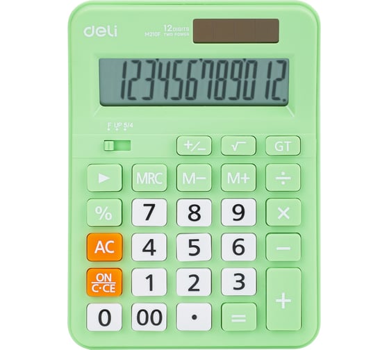 Настольный калькулятор DELI EM210FGREEN зеленый, 12-разрядный 1905870 1