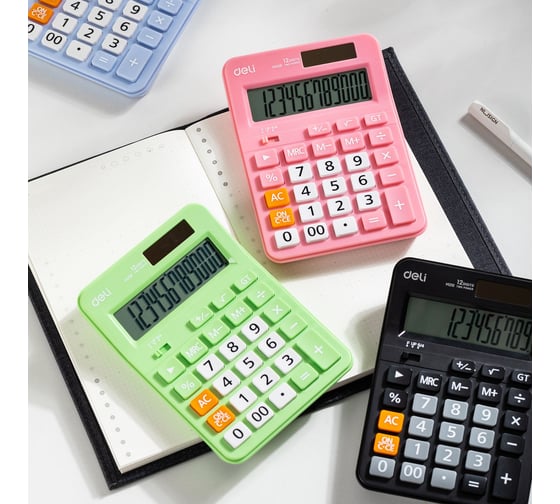Настольный калькулятор DELI EM210FPINK розовый, 12-разрядный 1905869