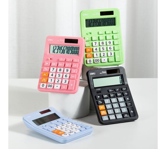 Настольный калькулятор DELI EM210FPINK розовый, 12-разрядный 1905869
