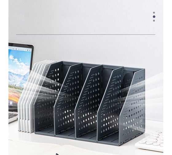Вертикальный лоток DELI 79004Black 4 отделения, 270x150x180 мм, черный, пластик 1549514