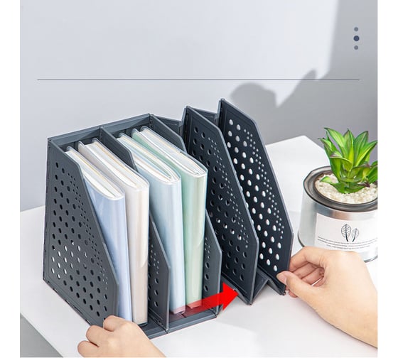 Вертикальный лоток DELI 79004Black 4 отделения, 270x150x180 мм, черный, пластик 1549514