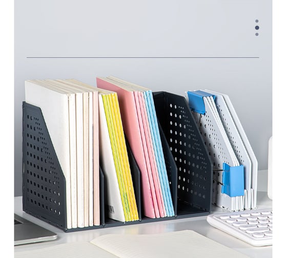 Вертикальный лоток DELI 79004Black 4 отделения, 270x150x180 мм, черный, пластик 1549514