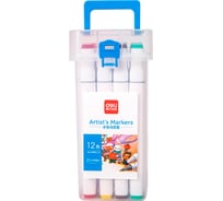 Набор маркеров для скетчинга DELI 70816-12 скошенный пишущий наконечник, 12 цветов 1901076