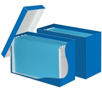 Бокс для подвесных папок Attache А4, с крышкой, 375x160x255, синий кашированный картон 1737187
