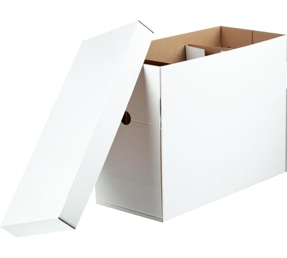 Бокс для подвесных папок Attache А4, с крышкой, 375x160x255, белый, картон 1737181