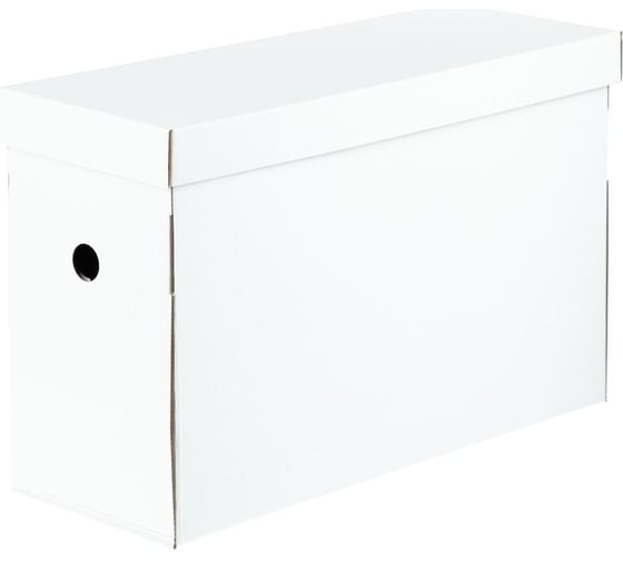 Бокс для подвесных папок Attache Foolscape с крышкой, 430x160x255, белый, картон 1736910 1