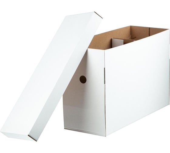 Бокс для подвесных папок Attache Foolscape с крышкой, 430x160x255, белый, картон 1736910