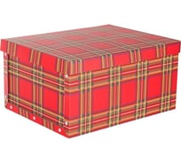 Архивный короб для хранения Attache 430x330x220, шотландка, клепки, кашированный картон 1737184