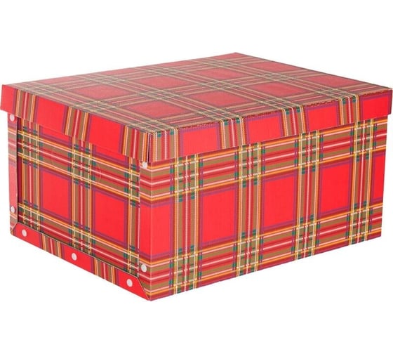 Архивный короб для хранения Attache 430x330x220, шотландка, клепки, кашированный картон 1737184 1