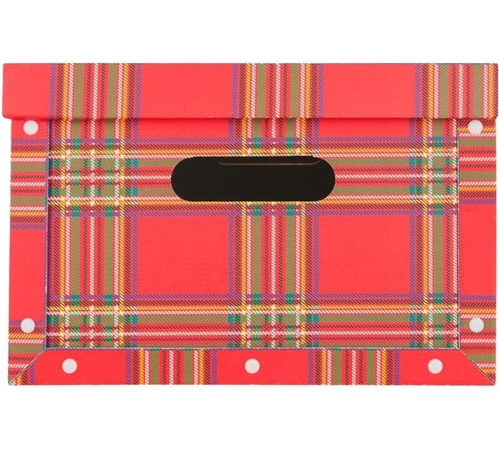 Архивный короб для хранения Attache 430x330x220, шотландка, клепки, кашированный картон 1737184