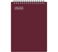 Блокнот Attache а4, 80 л, гребень, клетка, пластик, бордовый с тиснением 1775683