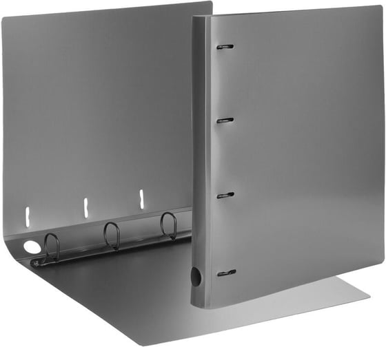 Папка на 4х кольцах Attache Metallics А4, 800 мкм, 40 мм, D кольца, 25 мм выруб, серый 1688142
