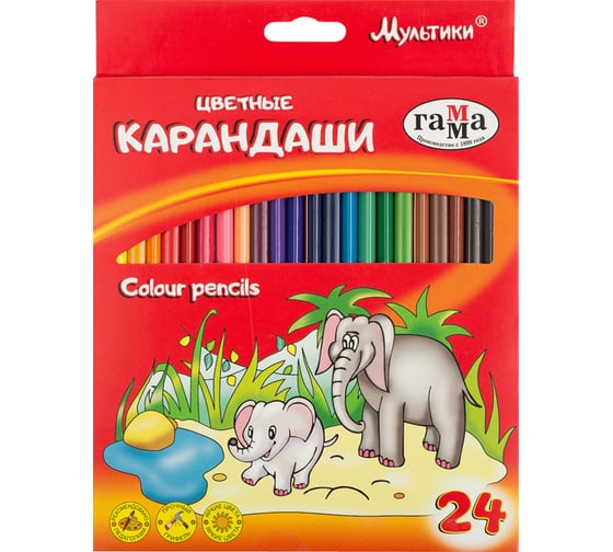 Цветные карандаши Гамма Мультики, 24цв., трехгранные, заточен., европодвес 050918_09 1