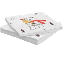 Салфетки Дон Баллон мишка в новый год, белый, 33x33 см, 20 шт. 57132