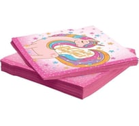 Салфетки Дон Баллон волшебный единорог, с днем рождения!, розовый, 33x33 см, 20 шт. 6014944