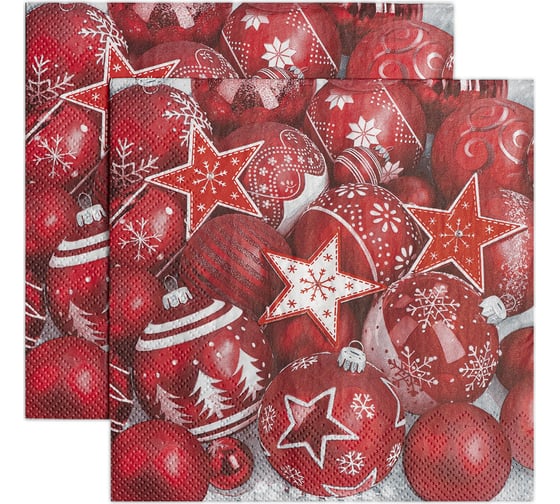 Салфетки Дон Баллон новогодняя композиция, красный, 33x33 см, 20 шт. 57808