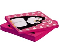 Салфетки Дон Баллон влюбленные пингвины, розовый, 33x33 см, 20 шт. 6014924