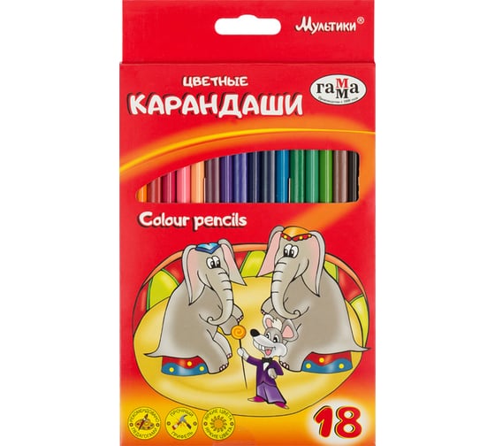 Цветные карандаши Гамма Мультики, 18цв., трехгранные, заточенные, европодвес 050918_08 1