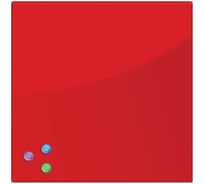 Магнитно-маркерная стеклянная доска, красная, 45х45 см, 3 магнита, BRAUBERG 236737