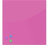 Магнитно-маркерная стеклянная доска, розовая, 45х45 см, 3 магнита, BRAUBERG 236742