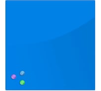 Магнитно-маркерная стеклянная доска, синяя, 45х45 см, 3 магнита, BRAUBERG 236741