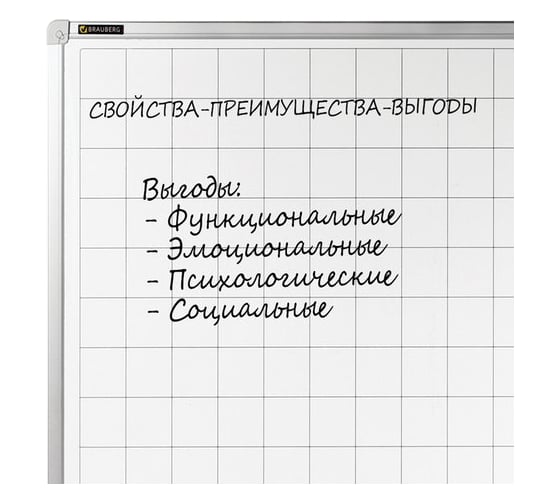 Магнитно-маркерная доска, линовка клетка, 60х90 см, алюминиевая рамка, BRAUBERG 236862