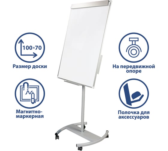 Магнитно-маркерная доска-флипчарт, стандарт, 70х100 см, передвижная, BRAUBERG 235527