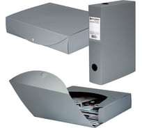 Архивный короб Energy, пластик, 7 см, разборный, серый, BRAUBERG 231540