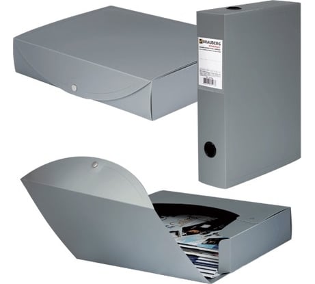 Архивный короб Energy, пластик, 7 см, разборный, серый, BRAUBERG 231540