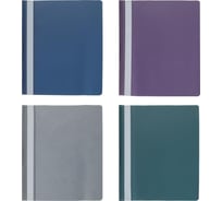 Пластиковый скоросшиватель Attache Metall 200 мкм, А4, 4 штуки, сиреневый, зеленый, серый, синий 1688154