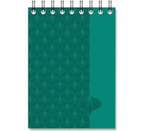 Блокнот Комус art deco а6, 80 л, клетка, гребень, матовая ламинация, тонированный блок, зеленый 1134174