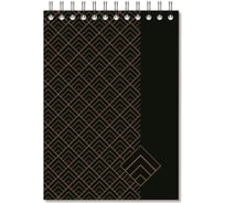 Блокнот Комус art deco а5, 80 л, клетка, гребень, матовая ламинация, тонированный блок, черный 1134128