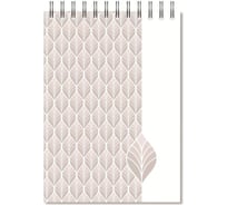 Блокнот Комус art deco а5, 80 л, клетка, гребень, матовая ламинация, тонированный блок, белый 1134129
