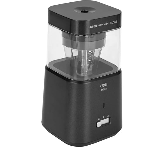 Электрическая точилка для карандашей DELI E71203-GY 1 отверстие, пластик, темно-серая 1658073