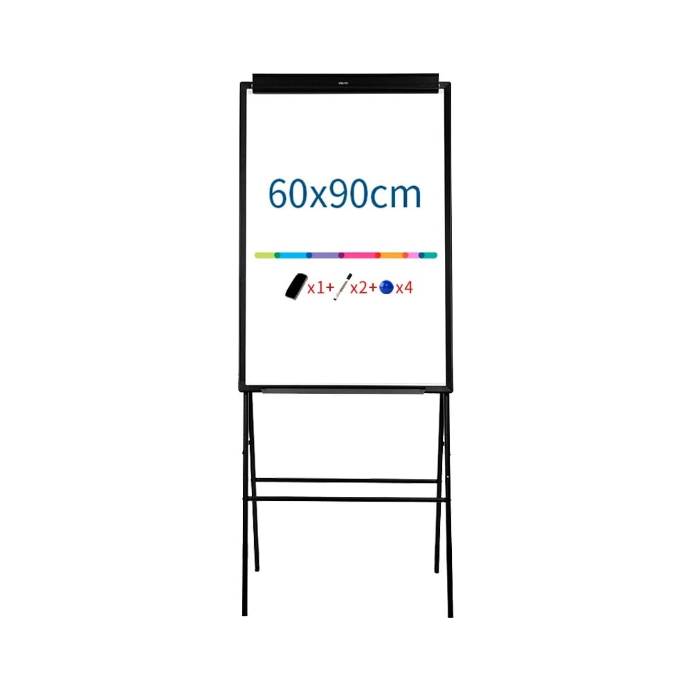 Флипчарт DELI 7890 лак, 90x60 см, на подставке, белый/черный, с ...