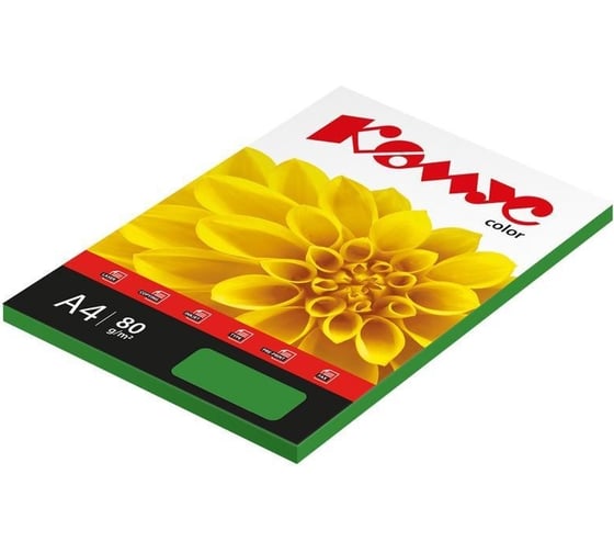 Цветная бумага Комус color изумруд интенсив, 80г, а4, 100 л. 619976 1