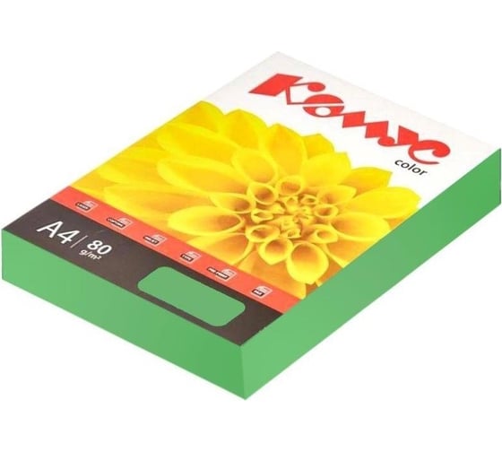 Цветная бумага Комус color зеленый интенсив альтернатива, 80 г, а4, 500 л 1656667 1
