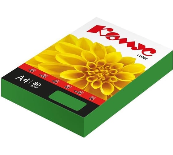 Цветная бумага Комус color изумруд интенсив, 80 г, а4, 500 л 619977 1