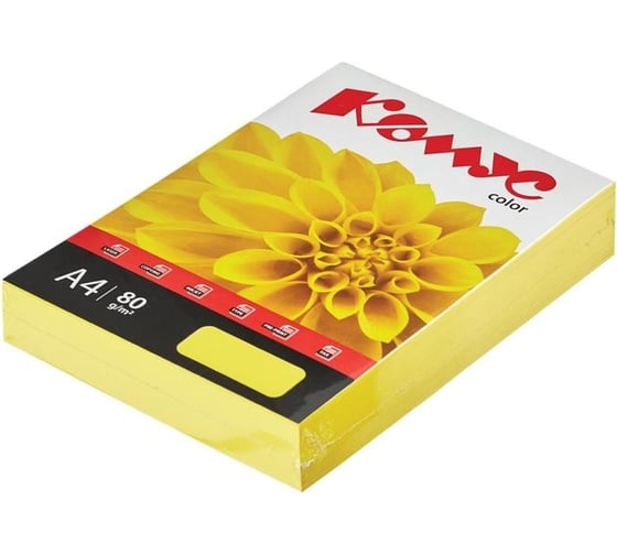 Цветная бумага Комус color лимон интенсив, 80 г, а4, 500 л 619917
