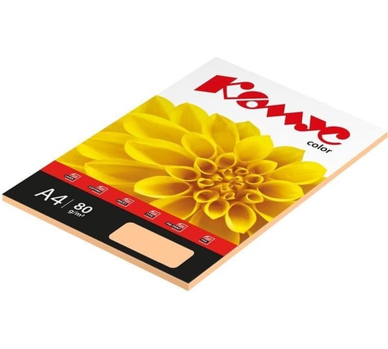 Цветная бумага Комус color персик пастель, 80 г, а4, 50 л 619936