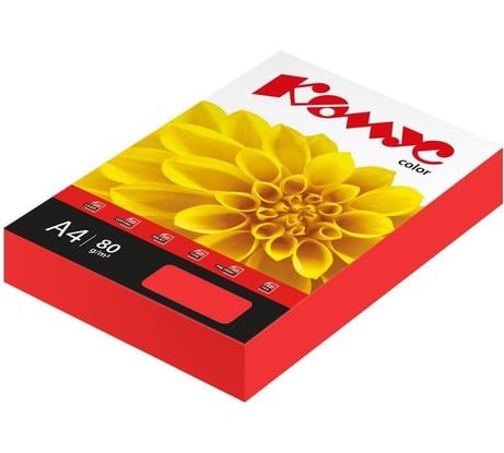 Цветная бумага Комус color красный интенсив, 80 г, а4, 500 л 619959