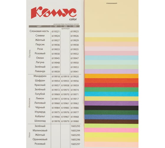 Бумага цветная Комус Color (малиновый неон) 75+-5гр, А4, 500 л 1683294
