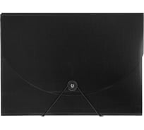 Портфель-картотека Комус на резинке 12 отделений, А4, черный 166257