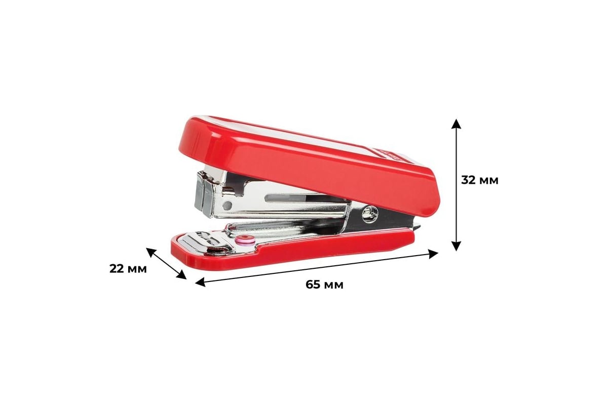 Степлер-мини Комус n10 до 16 листов, красный, антистеп 162719
