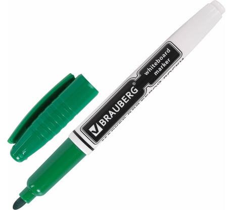 Маркер для доски с клипом, эргономичный корпус, 4 мм, зеленый, BRAUBERG 150849
