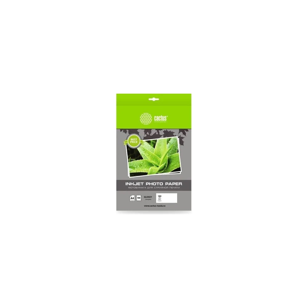 Фотобумага CACTUS CS-GA4180100ED A4, 180 г/м2, 100 листов, белый ...