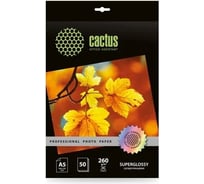 Фотобумага CACTUS Prof CS-HGA526050 A5/260 г/м2, 50 листов, белый глянцевое для струйной печати 1915194