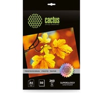 Фотобумага CACTUS Prof CS-HGA526050 A5/260 г/м2, 50 листов, белый глянцевое для струйной печати 1915194